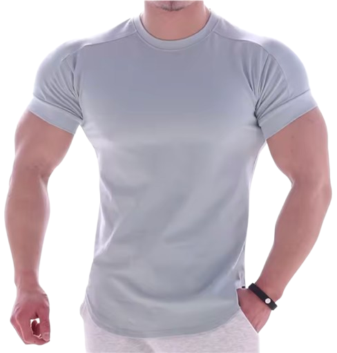 NEW Men Summer T Shirts High Elastic Slim Fit T shirt Men Quick-drying Curved Hem Mens T-Shirts Fitness casual Solid Color tops